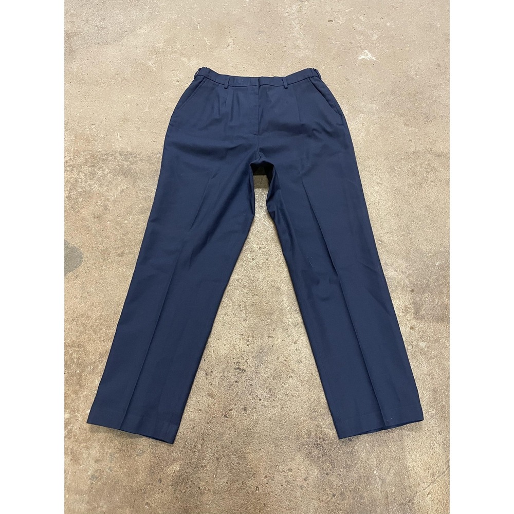 Vintage Peckham Pants Womens 14 Blue Wool Blend Pleated Straight Dress Slacks